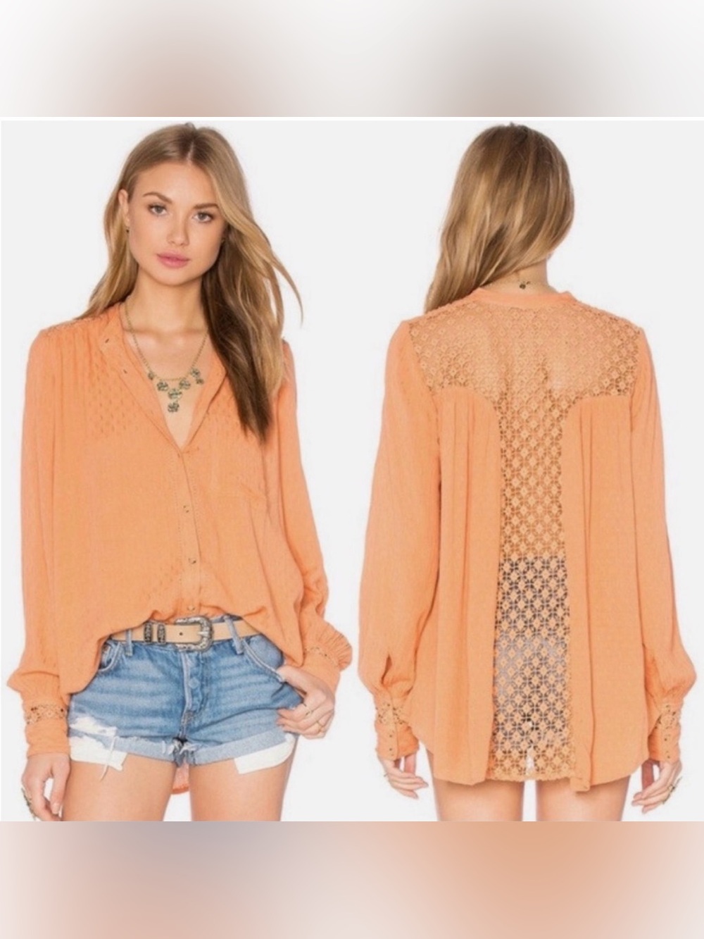 Free People The Best Button Down in Peach, Size XS